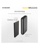 Batterie externe Nitecore NB10000 GEN2 Fibre de carbone 10000mAh 20W USB-C USB-A IPX5