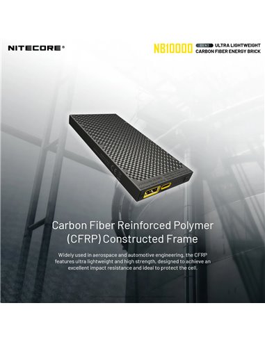 Batterie externe Nitecore NB10000 GEN2 Fibre de carbone 10000mAh 20W USB-C USB-A IPX5