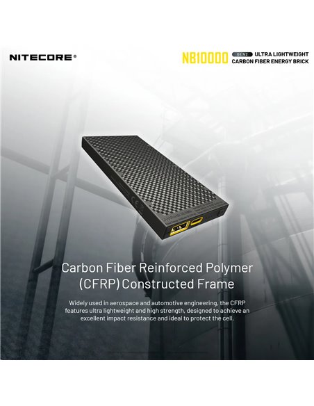 Power Bank Nitecore NB10000 GEN2 Fibra de Carbono 10000mAh 20W USB-C USB-A IPX5