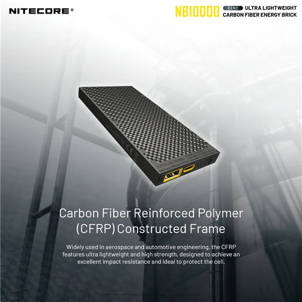 Power Bank Nitecore NB10000 GEN2 Fibra de Carbono 10000mAh 20W USB-C USB-A IPX5