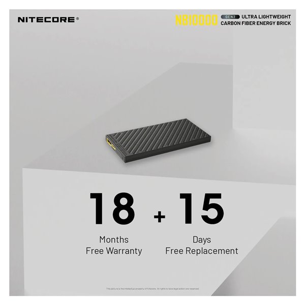 Power Bank Nitecore NB10000 GEN2 Fibra de Carbono 10000mAh 20W USB-C USB-A IPX5