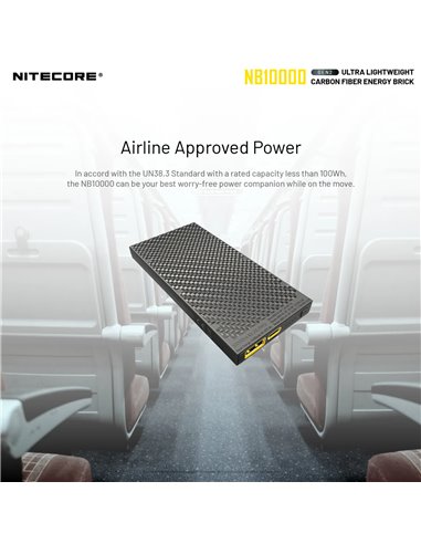 Power Bank Nitecore NB10000 GEN2 Fibra de Carbono 10000mAh 20W USB-C USB-A IPX5