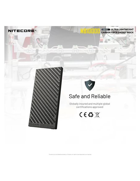Power Bank Nitecore NB10000 GEN2 Fibra de Carbono 10000mAh 20W USB-C USB-A IPX5