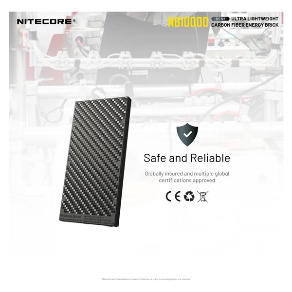 Power Bank Nitecore NB10000 GEN2 Fibra de Carbono 10000mAh 20W USB-C USB-A IPX5