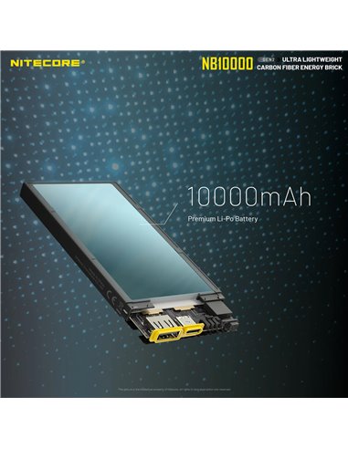 Power Bank Nitecore NB10000 GEN2 Fibra de Carbono 10000mAh 20W USB-C USB-A IPX5