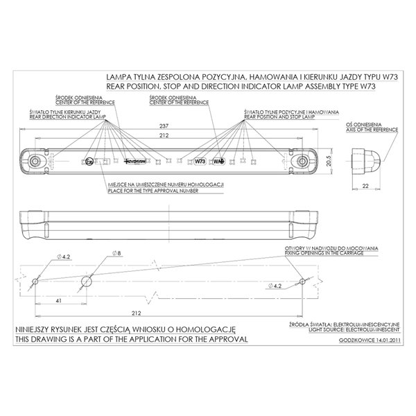 Multifunktionale LED-Rückleuchte (Positions-/Brems-/Blinkerlicht) SERIE 410 12-24V IP66/IP68