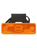 Luz de sinalização lateral universal em LED, com refletor, W44 laranja 12-24V com cabo, ECE E20 91R