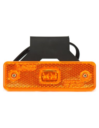 Luz de posición LED lateral, reflectante universal W44 naranja 12‑24V con cable, ECE E20 91R