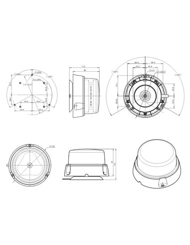 Luminaire de signalisation à LED transparent à lumière jaune, montage tubulaire, 14 W, 12-24 V, ECE IP66/IP68, E20 10R