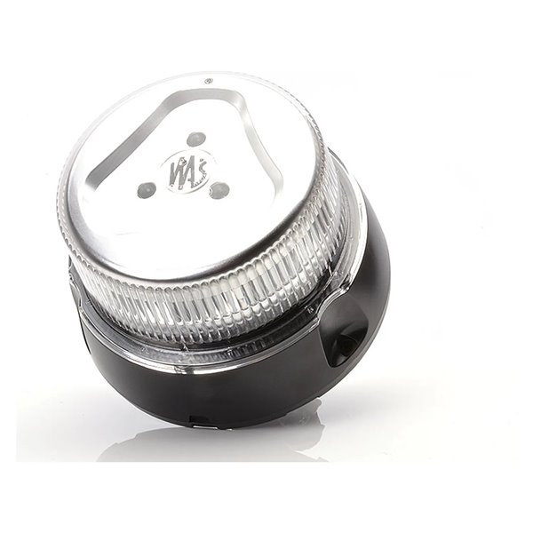 Luminária de sinalização LED transparente com luz amarela, montagem tubular, 14 W, 12-24 V, ECE IP66/IP68, E20 10R