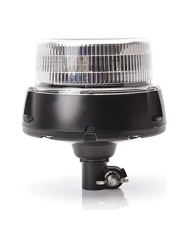Luminária de sinalização LED transparente com luz amarela, montagem tubular, 14 W, 12-24 V, ECE IP66/IP68, E20 10R