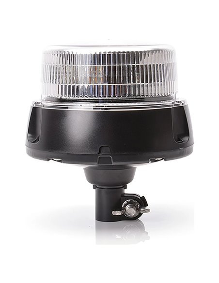 Luminaria de señalización LED transparente con luz amarilla montaje tubular 14 W 12‑24 V ECE IP66/IP68, E20 10R