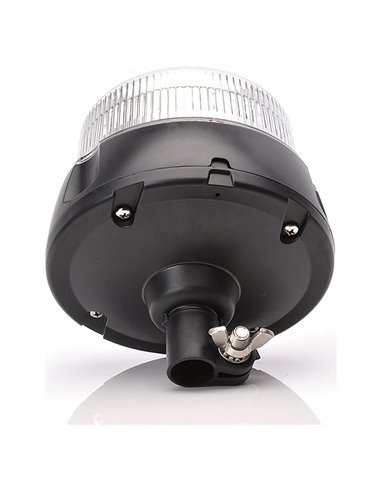 Transparente LED-Signalleuchte mit gelbem Licht, Rohrmontage, 14 W, 12–24 V, ECE IP66/IP68, E20 10R