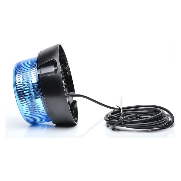 Luz de emergência giratória azul 12-24V Ø16,2 cm IP66/68 para veículos prioritários, E20 10R