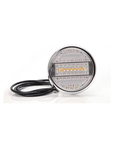 Feu arrière rond à LED avec 5 fonctions : feu stop/position/clignotant/feu de recul/antibrouillard, 12-24 V
