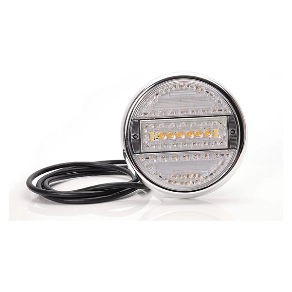 Feu arrière rond à LED avec 5 fonctions : feu stop/position/clignotant/feu de recul/antibrouillard, 12-24 V
