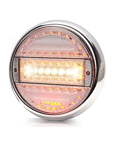 Feu arrière rond à LED avec 5 fonctions : feu stop/position/clignotant/feu de recul/antibrouillard, 12-24 V