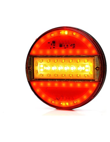 Lanterna traseira universal redonda em LED com 5 funções: freio/posição/ré/neblina/seta