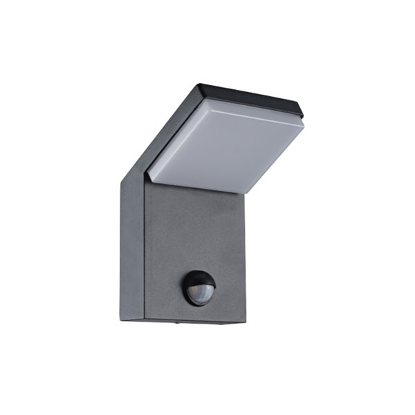 Luminária de parede externa ALPINE SENSOR LED IP65 7W 3000K 590lm com sensor de movimento, branca ou cinza escuro.