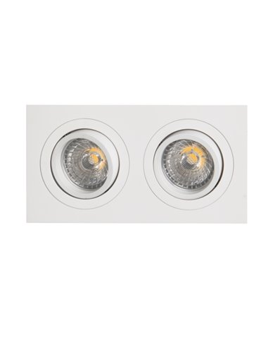 Empotrable doble BÁSICO GU10 blanco o negro para 2 bombillas GU10 LED (No Incl.) corte 165x85 mm