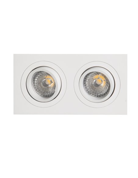 Luminária dupla embutida BASIC GU10 branca ou preta para 2 lâmpadas LED GU10 (não incluídas), recorte de 165x85 mm