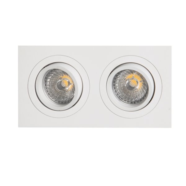 Boîtier encastré double BASIC GU10 blanc ou noir pour 2 ampoules LED GU10 (non incluses), dimensions de découpe : 165 x 85 mm