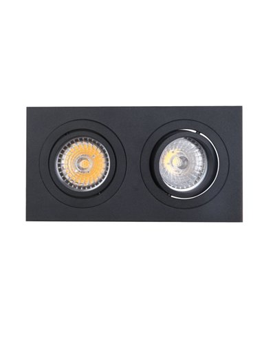 Luminária dupla embutida BASIC GU10 branca ou preta para 2 lâmpadas LED GU10 (não incluídas), recorte de 165x85 mm