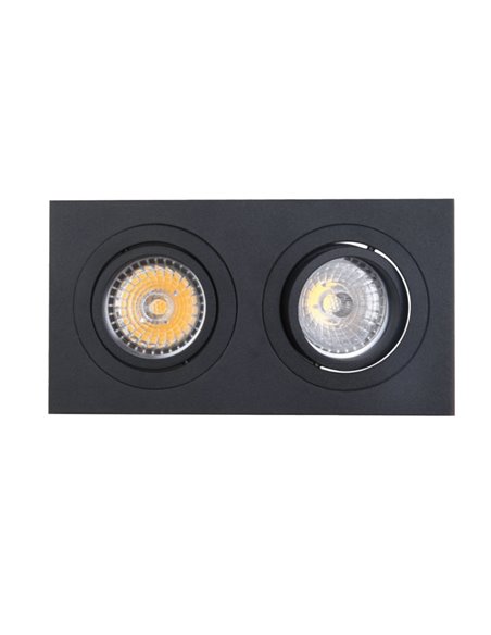 Luminária dupla embutida BASIC GU10 branca ou preta para 2 lâmpadas LED GU10 (não incluídas), recorte de 165x85 mm