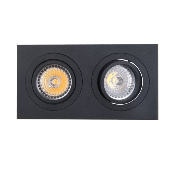 Empotrable doble BÁSICO GU10 blanco o negro para 2 bombillas GU10 LED (No Incl.) corte 165x85 mm