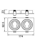 Empotrable doble BÁSICO GU10 blanco o negro para 2 bombillas GU10 LED (No Incl.) corte 165x85 mm