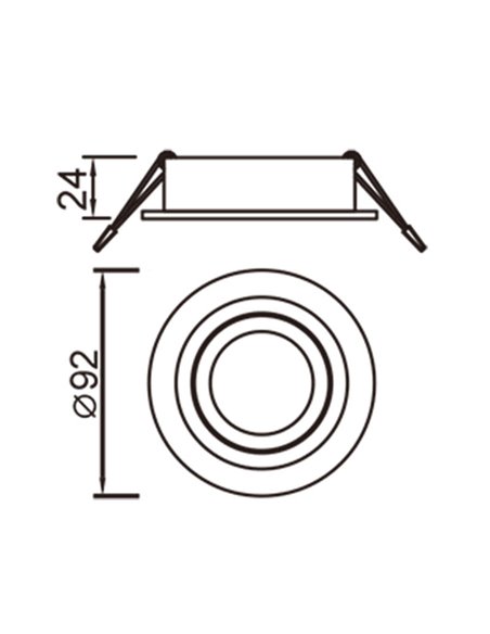 Empotrable redondo BÁSICO GU10 arenado para bombilla GU10 LED (No Incl.) Ø92 mm corte Ø80 mm