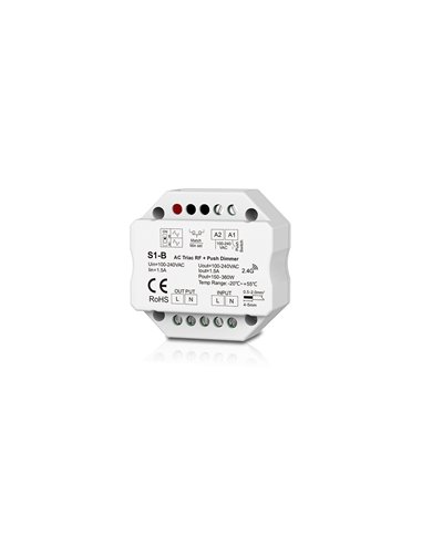 Drivers TRIAC-DALI S1-B com botão de pressão + controlador RF de 2,4 GHz para regulação de TRIAC