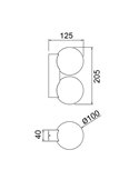INTERLAKEN IP54 schwarze Außenwandleuchte für 2 G9 LED-Leuchtmittel (nicht im Lieferumfang enthalten) 205 x 125 mm