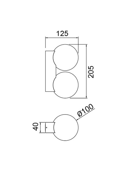 Aplique exterior INTERLAKEN IP54 negro para 2 bombillas G9 LED (No Incl.) 205x125 mm