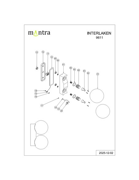 Luminária de parede externa INTERLAKEN IP54 preta para 2 lâmpadas LED G9 (não incluídas) 205x125 mm