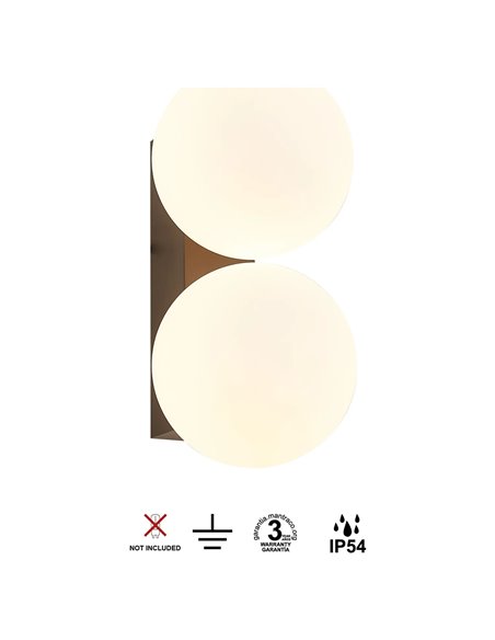 Luminária de parede externa INTERLAKEN IP54 preta para 2 lâmpadas LED G9 (não incluídas) 205x125 mm