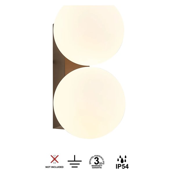 Applique murale extérieure INTERLAKEN IP54 noire pour 2 ampoules LED G9 (non incluses) 205 x 125 mm
