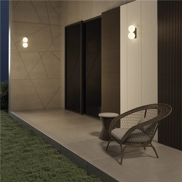 Luminária de parede externa INTERLAKEN IP54 preta para 2 lâmpadas LED G9 (não incluídas) 205x125 mm