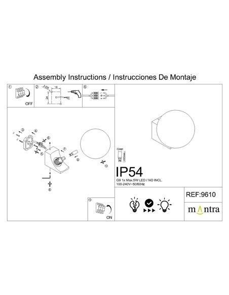 Außenwandleuchte INTERLAKEN IP54, schwarz, für G9-LED-Leuchtmittel (nicht im Lieferumfang enthalten), Ø 100/150 mm