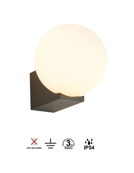 Applique d'extérieur INTERLAKEN IP54 noire pour ampoule LED G9 (non fournie) Ø 100/150 mm