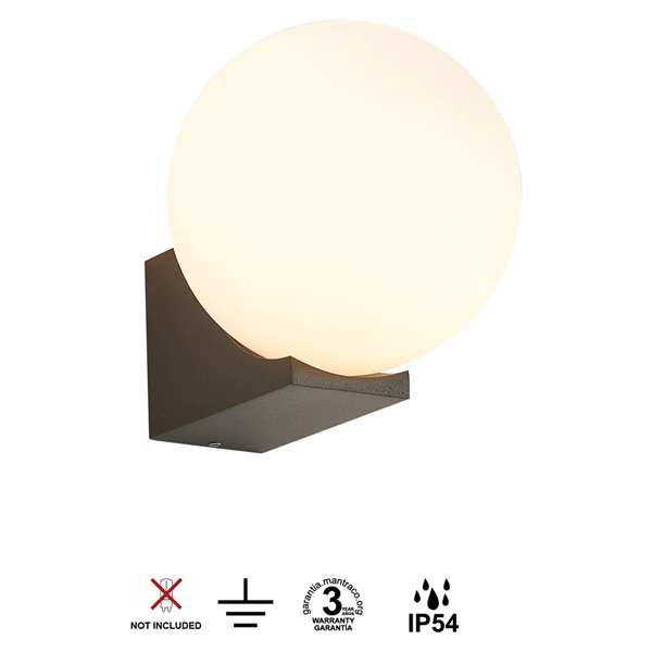 Applique d'extérieur INTERLAKEN IP54 noire pour ampoule LED G9 (non fournie) Ø 100/150 mm