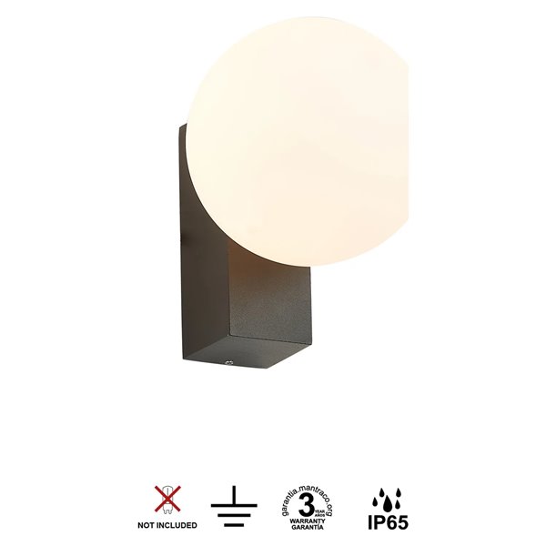 INTERLAKEN IP65 schwarze Außenwandhalterung für G9-LED-Lampe (nicht im Lieferumfang enthalten) Ø100 mm