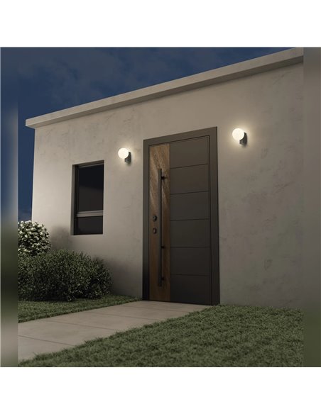 Support mural extérieur noir INTERLAKEN IP65 pour ampoule LED G9 (non incluse) Ø100 mm