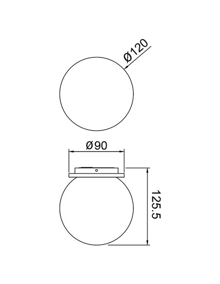 Plafón exterior INTERLAKEN IP54 negro para bombilla G9 LED (No Incl.) Ø120 mm
