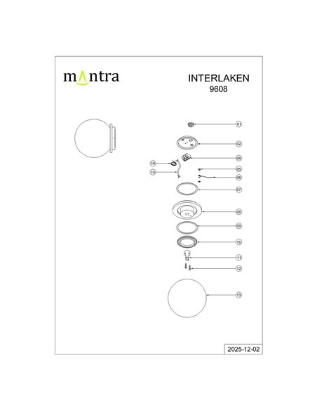 Luminária de teto externa INTERLAKEN IP54 preta para lâmpada LED G9 (não incluída) Ø120 mm