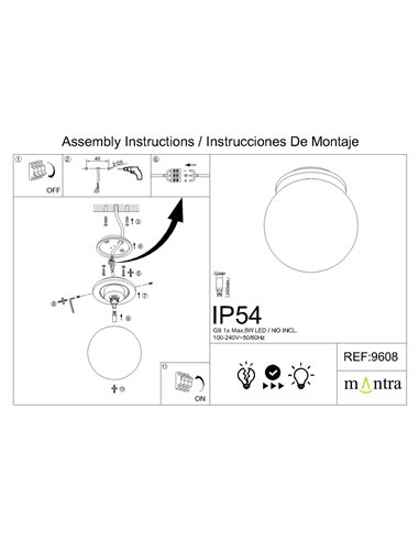 Plafonnier extérieur noir INTERLAKEN IP54 pour ampoule LED G9 (non fournie) Ø120 mm
