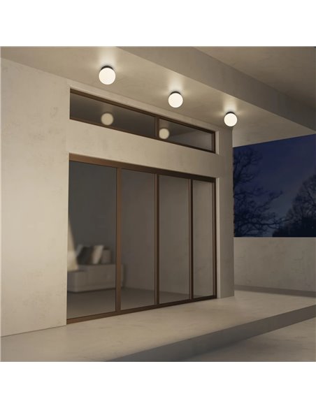Plafonnier extérieur noir INTERLAKEN IP54 pour ampoule LED G9 (non fournie) Ø120 mm