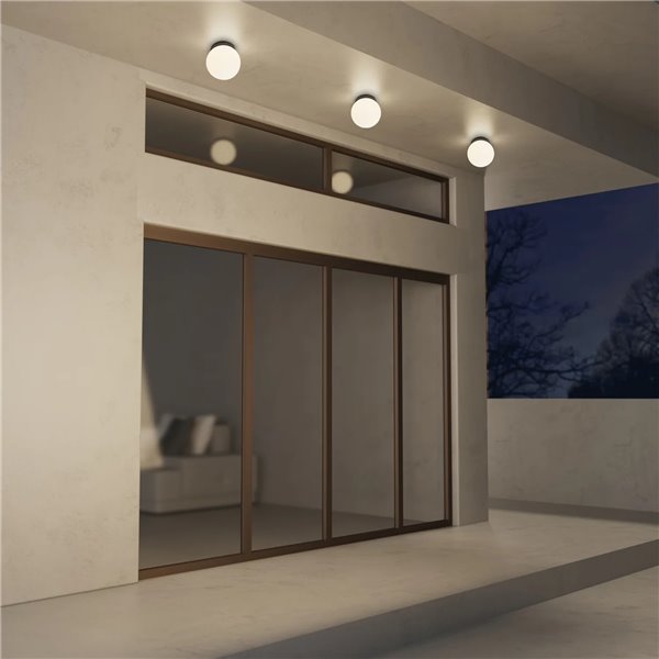 Plafonnier extérieur noir INTERLAKEN IP54 pour ampoule LED G9 (non fournie) Ø120 mm