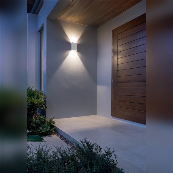 Aplique exterior LED luz arriba/abajo HUEZ IP65 5+5W 3000K 800lm negro/blanco/corten 180x125 mm