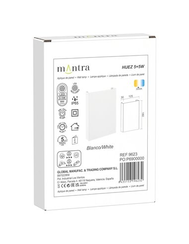 Luminária de parede exterior LED para iluminação ascendente/descendente HUEZ IP65 5+5 W 3000 K 800 lm preto/branco/corten